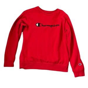 CHAMPION Red Crew Neck Sweatshirt
